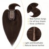 Rich Choices 120% Density Silk Base Top Hairpiece 100% Human Hair Clip In On Hair Topper With Bangs Hand-made Top Hair Piece Middle Part With Thinning Hair #2 Dark Brown 16'' 48g