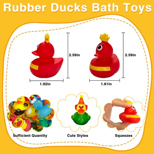 Olah-Olah 30 Pcs Rubber Ducks in Bulk, Jeep Ducks for Ducking, Assorted Rubber Ducks Jeep Ducking - Toddler Baby Bath Toys Assortment, Kids Birthday Gifts Holiday Party Favors