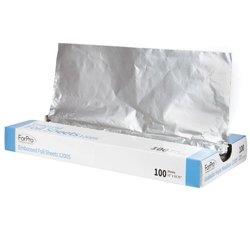 ForPro Embossed Foil Sheets 1200S, Aluminum Foil, Pop-Up Dispenser, for Hair Color Application and Highlighting Services, Food Safe, 12” W x 10.75” L, 100-Count