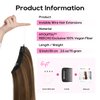 REECHO 12" Invisible Wire Hair Extensions with Thinner Softer Lace Weft Adjustable Size Removable Secure Clips in Short Straight Secret Hairpiece for Women - Chocolate Brown with Highlights