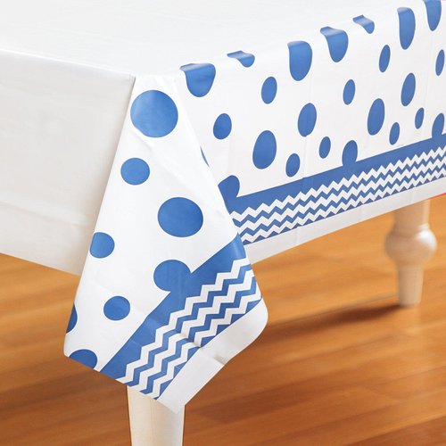 Creative Converting Celebrations Plastic Table Cover, 54 by 108", True Blue