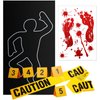 8 Pieces Crime Scene Decorations Including Body Silhouette Caution Barricade Tape Evidence Markers and Bloody Footprint Sticker Evidence Party Decorations for Halloween Home Wall Decorations