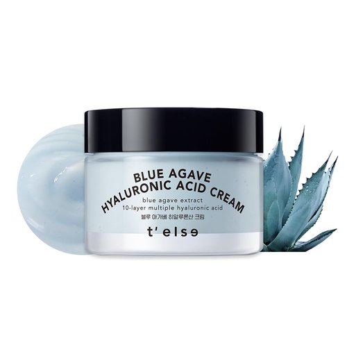 T'ELSE Blue Agave Hyaluronic Acid Cream 1.7 oz, Hypoallergenic Extra Moisturizing Face Cream with Gel Capsules, Rich Facial Moisturizer, Deep Hydration with Clean Ingredients, Korean Skin Care