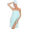 Orrpally Women Bath Wrap Towel Spa Wraps Robe Terry Cloth Towel Wrap Adjustable Closure Bathrobe Blue XL
