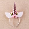 Nishine Glitter Unicorn Horn Headband Simulated Rosebush Crown Tiaras Hair Band for Birthday Unicorn Party Supplies (Pink)