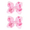 2 PCS Enchanting 5-Inch Fairy Fashion Bow Hairpin: Multicolor Option Sequins Hair Clip for Kids and Teenage Girls (Pink)