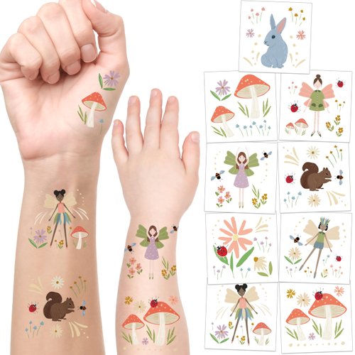 Cheerland 108 pcs Woodland Fairy Temporary Tattoo Stickers for Girls Enchanted Forest Birthday Party Favor Party Decorations Kids Garden Faries Fake Tattoos Paper for Girls Party Supplies