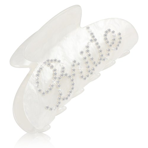 YUXIANLB Bride Claw Hair Clip, White Acrylic Banana Barrettes, Wedding Gift for Bride Hair Accessory, Rhinestone Bride Logo, Bachelorette Party Gift, Bridesmaid Gift, Bridal Shower, Wedding Must Haves