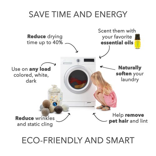 Friendsheep Wool Dryer Balls 6 Pack XL Organic Premium Reusable Cruelty Free Handmade Fair Trade No Lint Fabric Softener Color Brown Beige - Natural Mystic