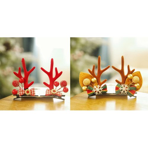 E EMZHOLE 2 Pairs Girls Novelty Antler Hair Clip Women Hair Barrettes Cute Deer Horn and Ears Christmas Hair Pins Xmas Party Supplies Christmas Reindeer Hair Accessories Holiday for Kids Adults (02)