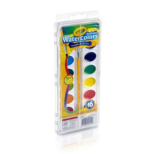 Crayola Washable Watercolor Paint Set, 16 Assorted Colors Per Tray, 6 Trays (Bin530555-6)