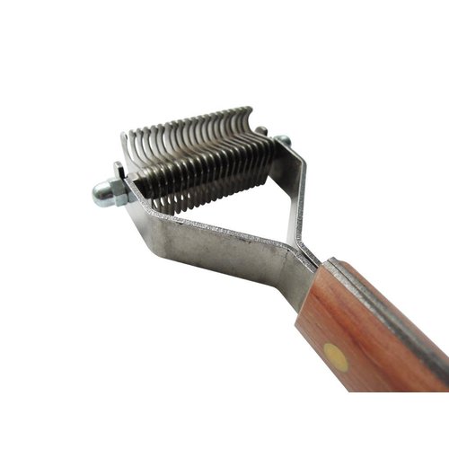 Mars Coat King Dematting Undercoat Grooming Rake Stripper Tool for Dogs and Cats, Stainless Steel with Wooden Handle for Thick Coats, 20-Blade Stripper for Groomers, Pet Owners