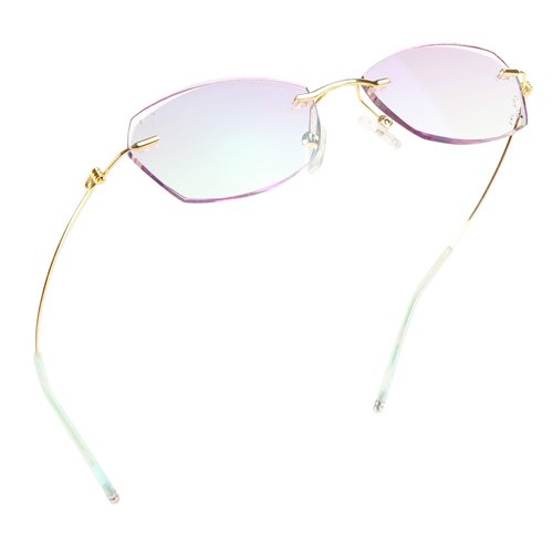 LifeArt Blue Light Blocking Glasses, Computer Reading Glasses, Anti Blue Rays, Reduce Eyestrain, Rimless Frame Tinted Lens with diamond, Stylish for Women (+1.00 Magnification)