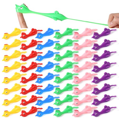 Hungdao 48 Pcs Slingshot Chickens Finger Slingshot Toys Rubber Flying Chicken Funny Gifts for Kid...