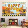 Mpanwen Construction Birthday Party Supplies, 136 Pcs Dump Truck Party Decorations for Boys Baby - Backdrop, Banner, Toppers, Balloons, Cupcakes Wrappers, Party Traffic Signs, Tablecloth