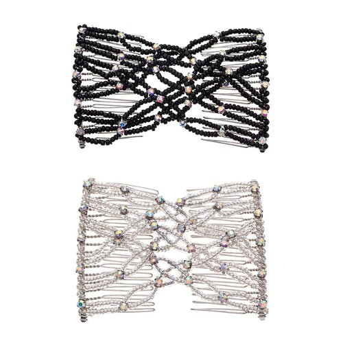 Ruihfas 2Pcs Wedding Bridal Crystal Rhinestone Combs, Magic Hair Comb, Double Clips for Women Hair Styling