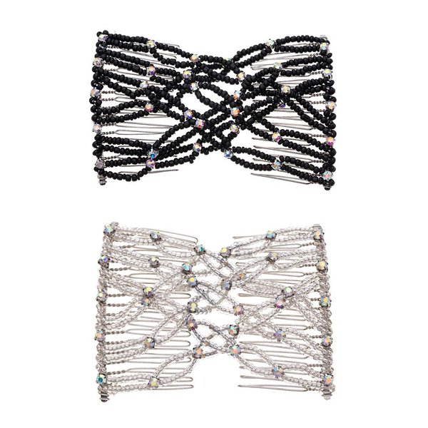 Ruihfas 2Pcs Wedding Bridal Crystal Rhinestone Combs, Magic Hair Comb, Double Clips for Women Hair Styling