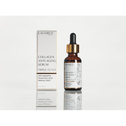 Organic Collagen Anti-Aging Serum | Triple Repair with 20% Argireline, Hyaluronic Acid and Matrixyl 3000 - Hydrating Formula for All Skin Types - Vitamin C Face Serum for Luminous Radiance