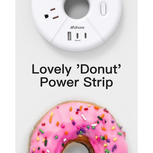 Flat Extension Cord, 5FT USB C Power Strip, Travel Power Strip - 3 AC 3 USB Ports (2 USB C) Desktop Charging Station, No Surge Protection for Cruise Ship Essentials, Dorm Room, Nightstand, Travel