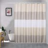 MORNITE Stall Shower Curtain Tan for Bathroom, Gold Brown White Neutral Stripes Cloth Fabric Set with 6 Hooks, 36" W×72" H Inch
