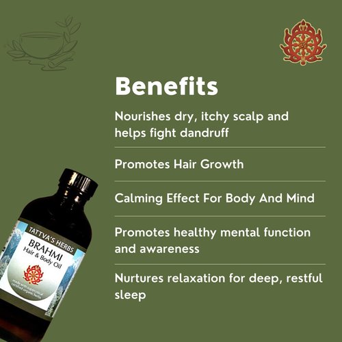 Brahmi Oil for Hair & Body, Natural Ayurvedic Bacopa Brahmi Oil for Hair Growth, Non GMO, Indian Hair Oil, Ayurvedic Hair Oil, Brahmi Scalp Oil, 8 fl oz Glass Bottle, 25 Years Of Premium Service