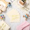 Marspark 100 Pcs Neutral Baby Shower Napkins for Boy Girl 5 x 5 Inch Scalloped Cocktail Paper Napkins Decorative Light Tan Napkins with Gold Foil for Wedding Birthday Dinner Plates Decorations