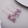 BERYUAN Rhinestone Flower Hair Pieces Bridal Purple Flower Hairpins Hair Comb Set for Bride Bridesmaid（4pcs）