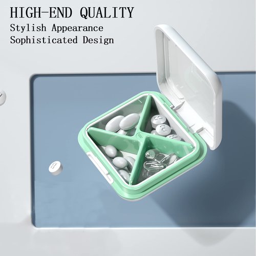 DUBSTAR Pill Case, Small Pill Box - Waterproof Portable Daily Small Pill Case for Purses Pocket Compact Travel Medicine Holder for Vitamins, Fish Oils, Supplements, Medication (White)