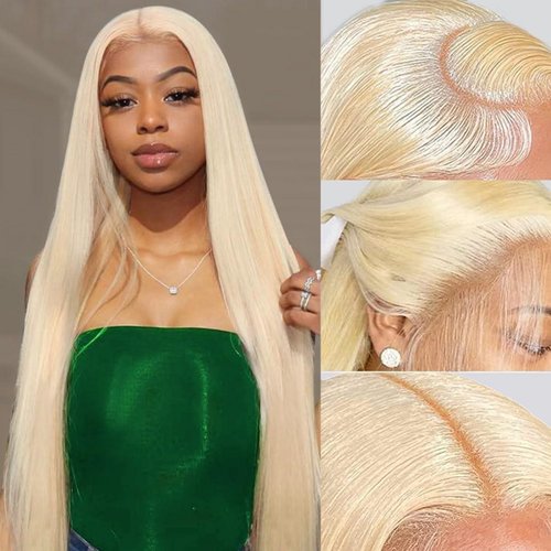 BANGS on TARGET 613 Lace Front Wig Human Hair 13x6 Blonde Lace Front Wigs 28Inch 210% Density Str...