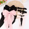 CUBACO 6PCS Hair Bow Clips for Women, Alligator Ribbon Hair Silky Satin Barrettes for Women Kawaii Accessories Bow Clips for Long Thick Hair for Girls Suitable for Birthday Gift (Black Pink)
