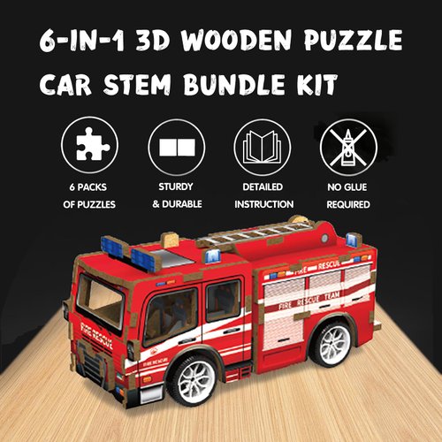 Playhiland 3D Wooden Puzzle Car for Adults Teens - 6 PCS STEM Kits for Teens Kids, Science Kits with Wood Model Car Building, Educational Wooden Crafts Gifts for Boys Girls
