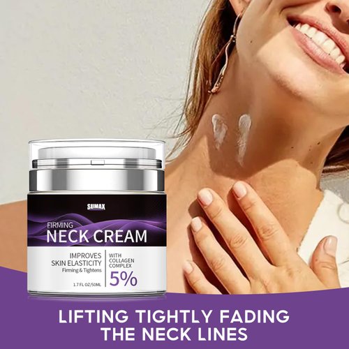 Neck Firming Cream with 5% Collagen Complex - Anti-Aging Moisturizer with Retinol, Collagen & Hyaluronic Acid for Improving Skin Elasticity for Men & Women,1.8 Fl Oz
