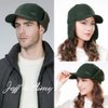 Jeff & Aimy Tweed Wool Mens Winter Hat Womens Baseball Cap with Fleece Ear Flaps Muffs Warm Lined Trapper Hunting Chavo Del Cold Weather Olive Green