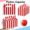 Skyygemm 24 Pcs Carnival Treat Boxes Circus Gable Gift Boxes Red White Striped Paper Favors Box Snack Goodie Boxes for Birthday Christmas Carnival Theme Party Decorations, 6 x 3.5 x 3.5 Inch