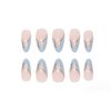 Gifiky Short False Nails Almond Press on Nails French Nails Tips Full Cover Swirl Fake Nails for Women and Girls 24Pcs