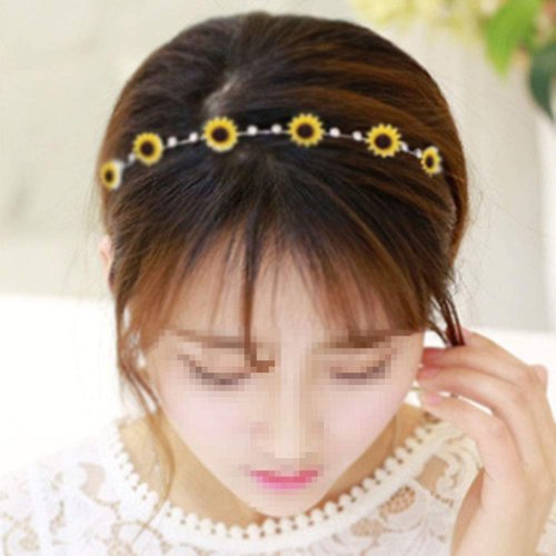 Teensery 2 Pcs Sunflower Headband Metal Flower Rhinestone Hair Band Hair Hoop Hair Accessories for Women and Girls
