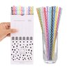Dakoufish 12 Piece 8 Inch Reusable Plastic Thick Drinking Straws BPA Free Mason Jar Straws Transparent Small Stripe (8inch, Mix 12color)