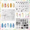 Whaline 6Pcs Preppy Nail Plates Stamping Set Heart Flower Butterfly Star Smiling Stamp Templates Groovy Nail Art Plates for DIY Print Manicure Salon Design Gift