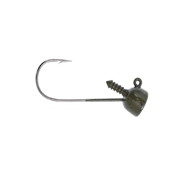 Buckeye LURES Spot Remover Jig Head with Nickel Ultra-Point Hook for Soft Plastic Bass Fishing Baits, 5 Pack, Green Pumpkin, 1/8 oz
