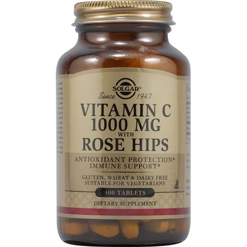 SOLGAR Vitamin C 1000 mg with Rose HIPS - 100 Tablets, Pack of 2 - Antioxidant & Immune Support - Non-GMO, Vegan, Gluten Free, Dairy Free, Kosher - 200 Total Servings