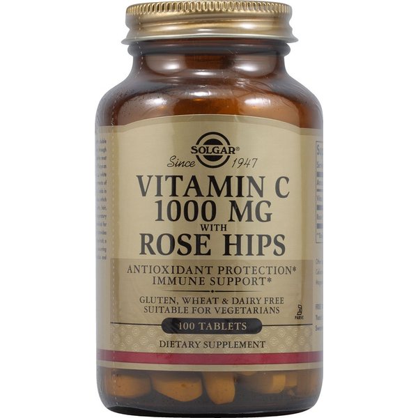 SOLGAR Vitamin C 1000 mg with Rose HIPS - 100 Tablets, Pack of 2 - Antioxidant & Immune Support - Non-GMO, Vegan, Gluten Free, Dairy Free, Kosher - 200 Total Servings