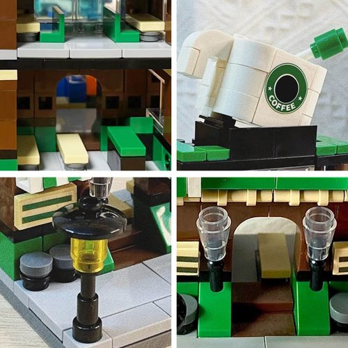 Tyoery Coffee Shop Building Blocks City Street View Building Set, DIY Creative Model Toys, Ideas Gifts for Kids Age 6-12, Compatible with Lego (208pcs)