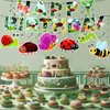 25PCS Bugs Birthday Party Decorations Summer Spring Happy Birthday Banner Bugs Hanging Swirls Insect Birthday Decoration for Kids Summer Bugs Insect Bee Butterfly Theme Birthday Party Supplies Decor