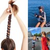 Spiral Hair Ties Sprots Ponytail Holders, Elastic Braided Hair Tie No Tangled, Pony Tail Wrap for Long Hair for Gym, Swimming, Diving 3pcs 35" Colorful