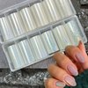 SILPECWEE 2 Boxes Aurora Nail Foil Clear Laser Glass Fragment Nail Transfer Foil for Long Acrylic Nails Starry Sky Holographic Nail Art Foil Stickers Manicure Design for DIY Nails Decoration