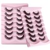 14 Pairs 6D False Eyelashes Fluffy Faux Mink D Curl Volume 15mm Fake Lashes Wispy Fluffy Natural Look Eye Lashes Strip Pack