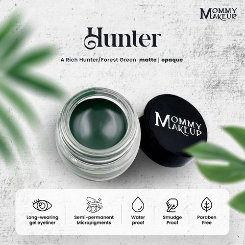 Mommy Makeup Waterproof Stay Put Gel Eyeliner Pot High Pigment, Long Lasting, 0.14 oz (Hunter)