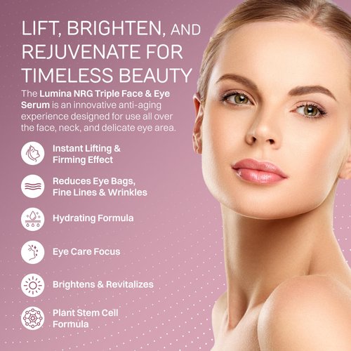 Lumina NRG Triple Face & Eye Solution - Firming & Smoothing with Vitamin C & Coffee Arabica - Lift & Minimize Fine Lines & Wrinkles for Radiant Skin