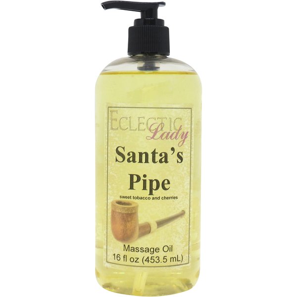 Santa's Pipe Massage Oil, 16 oz, With Sweet Almond Oil and Jojoba Oil, Preservative Free, Perfect for Aromatherapy and Relaxation
