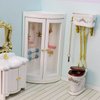 Dollhouse Shower Room Miniature Furniture Bathroom Accessories 1:12 Mini House Wooden White Cubicle House Corner Simulation Building Birch